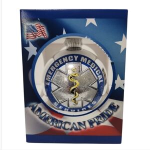 Christmas by Krebs EMS First Responder Seal Tribute Glass Christmas Ornament